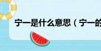 寧一是什么意思(寧一的意思是什么)