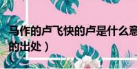 馬作的盧飛快的盧是什么意思(馬作的盧飛快的出處)