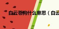 白云蒼狗什么意思(白云蒼狗的意思)