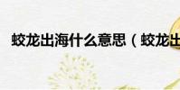 蛟龍出海什么意思(蛟龍出海什么的意思)