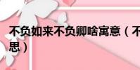 不負如來不負卿啥寓意(不負如來不負卿的意思)