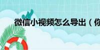 微信小視頻怎么導出(你應該這樣做)