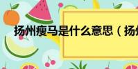 揚州瘦馬是什么意思(揚州瘦馬的意思)