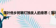 落葉他鄉樹寒燈獨夜人的意思(落葉他鄉樹寒燈獨夜人的出處)