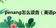 penang怎么讀音(英語penang怎么讀)