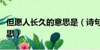 但愿人長久的意思是(詩句但愿人長久什么意思)