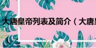 大唐皇帝列表及簡介(大唐皇帝列表及介紹)