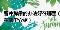 曹沖稱象的辦法好在哪里(曹沖稱象的辦法好在哪里介紹)