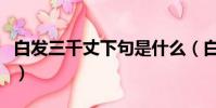 白發三千丈下句是什么(白發三千丈下句是啥)