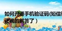 如何開通手機驗證碼(短信驗證碼)(來這里看正確的解答了)