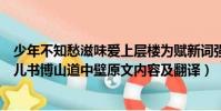 少年不知愁滋味愛上層樓為賦新詞強說愁是什么意思(丑奴兒書博山道中壁原文內容及翻譯)