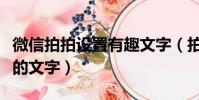 微信拍拍設置有趣文字(拍一拍怎么設置好玩的文字)
