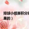 排球小組賽積分規則（排球賽小組積分制是怎么積分得出結果的）