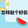 怎樣起個好名字（關于怎樣起個好名字介紹）