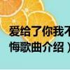 愛給了你我不后悔是什么歌（愛給了你我不后悔歌曲介紹）