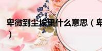 卑微到塵埃里什么意思(卑微到塵埃里的解釋)