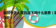 奈何今之人雙目送飛鴻什么意思(奈何今之人雙目送飛鴻的出處)