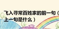 飛入尋常百姓家的前一句(飛入尋常百姓家的上一句是什么)