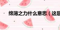 綿薄之力什么意思(這是一個什么詞)