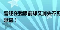 曾經在我眼前卻又消失不見是什么歌(我愛你歌詞)