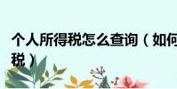 個人所得稅怎么查詢(如何在網上查個人所得稅)