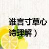 誰言寸草心（報得三春暉什么意思 游子吟古詩理解）