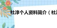 杜淳個人資料簡介(杜淳早年經歷)