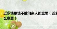 近鄉情更怯不敢問來人的意思(近鄉情更怯不敢問來人是什么意思)