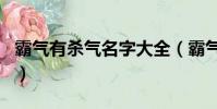 霸氣有殺氣名字大全(霸氣又有殺氣的游戲名)