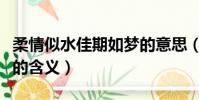 柔情似水佳期如夢的意思(柔情似水佳期如夢的含義)