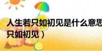 人生若只如初見是什么意思(如何理解人生若只如初見)