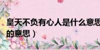 皇天不負有心人是什么意思(皇天不負有心人的意思)
