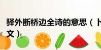 驛外斷橋邊全詩的意思(卜算子詠梅原詩及譯文)