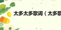 太多太多歌詞(太多歌詞是什么)