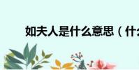 如夫人是什么意思(什么是如夫人)