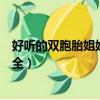 好聽的雙胞胎姐妹名字參考大全（好聽的雙胞胎姐妹名字大全）