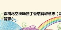 霜樹盡空枝腸斷丁香結解釋意思(霜樹盡空枝腸斷丁香結的解釋)