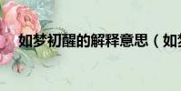 如夢初醒的解釋意思(如夢初醒的含義)