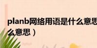 planb網絡用語是什么意思(網絡語planb什么意思)