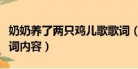 奶奶養了兩只雞兒歌歌詞(奶奶養了兩只雞歌詞內容)