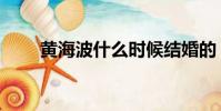 黃海波什么時候結婚的(妻子是誰)