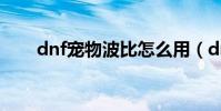 dnf寵物波比怎么用(dnf寵物波比)