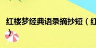 紅樓夢經典語錄摘抄短(紅樓夢經典語錄摘抄)