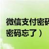微信支付密碼忘了怎么找回原密碼（微信支付密碼忘了）