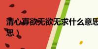 清心寡欲無欲無求什么意思(無欲無求什么意思)