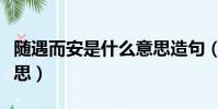 隨遇而安是什么意思造句(隨遇而安是什么意思)