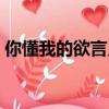 你懂我的欲言又止我懂了言外之意（你懂我）