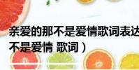 親愛的那不是愛情歌詞表達的意思(親愛的那不是愛情 歌詞)