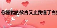 你懂我的欲言又止我懂了言外之意(你懂我)