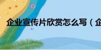 企業宣傳片欣賞怎么寫(企業宣傳片欣賞)